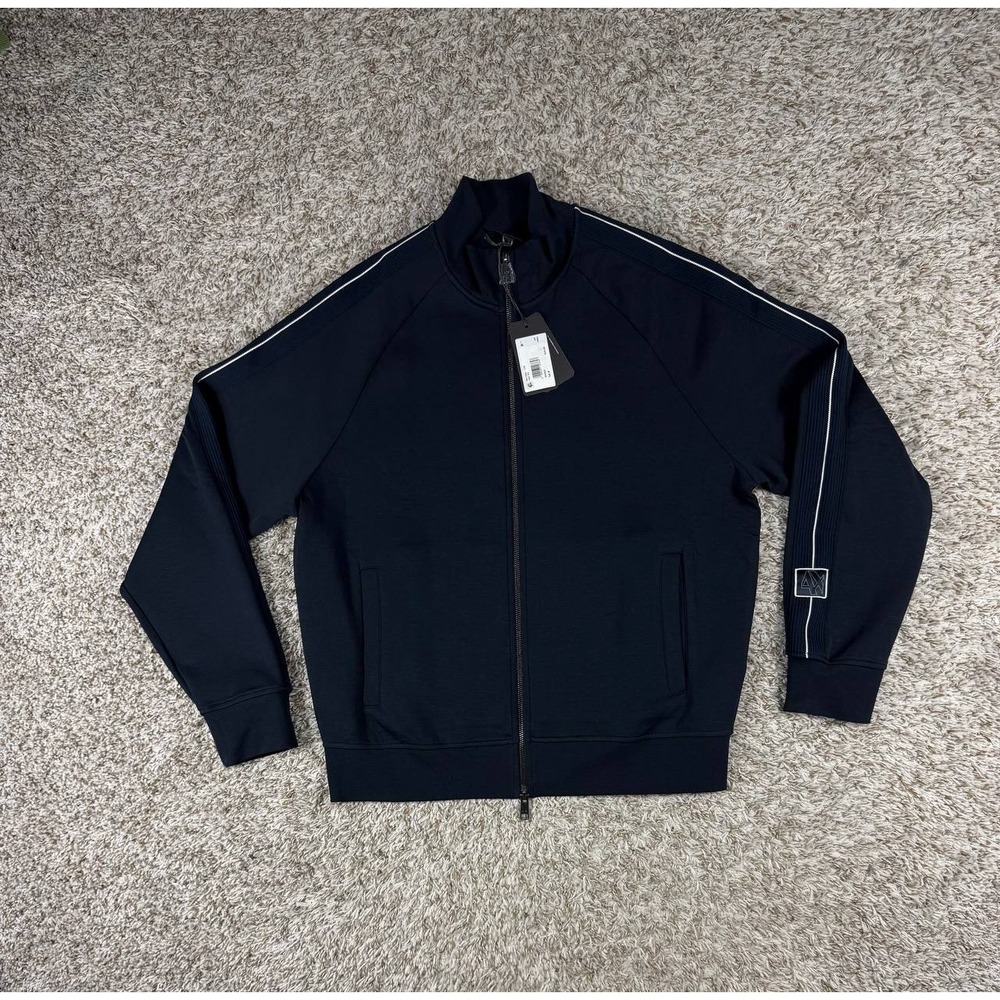 NWT Armani Exchange Men's Stand Collar Full Zip Sweatshirt Navy Medium